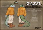 anthro brown_eyes clothed clothed_anthro clothing countershading eyewear footwear fully_clothed glasses green_body green_scales grey_body grey_scales male profanity scales shoes solo standing sweater text toony topwear gaertan crocodile crocodilian reptile scalie digital_media_(artwork) english_text hi_res model_sheet nonbinary_(lore)