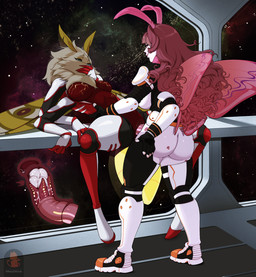 big_breasts bodily_fluids breasts cum cum_inside curvy_figure duo egg egg_insertion featureless_breasts female female/female genital_fluids genitals huge_breasts oviposition ovipositor_penetration ovipositor_penis penis marycitrus lanterne arthropod humanoid insect lepidopteran moth hi_res