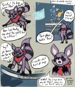 male mascot search_bar searching solo text arkailart e621 indigo_park nintendo pokemon surprised_pikachu esix rambley_raccoon digital_creature mammal procyonid raccoon absurd_res english_text hi_res meme sequence sketch