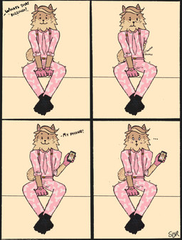 anthro blush brown_body brown_fur cellphone clothing crossed_legs electronics fur hidden_sex_toy male phone pink_clothing simple_background sitting smile solo stealth_masturbation tail tan_body tan_fur styxyesrenegade fetch_(fortnite) canid canine canis domestic_dog mammal pomeranian spitz absurd_res colored comic digital_drawing_(artwork) digital_media_(artwork) hi_res sketch