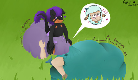 anthro diaper feces female male male/female messy_diapers sniffin soiling pamperedemii aquatic bovid canid canine canis caprine dinosaur domestic_dog fish mammal prehistoric_species reptile scalie shark sheep absurd_res hi_res