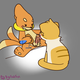 big_penis blush dominant dominant_male duo eye_contact fellatio feral food_on_penis fur genitals honey_on_genitals looking_at_another male male/male oral orange_body orange_fur penile penis sex smile submissive submissive_male bigfishfost nintendo pokemon the_not-to-scale_peninsula abuihiroshi_(ntsp) bigfishfost_(ntsp) buizel domestic_cat felid feline felis generation_4_pokemon mammal pokemon_(species) 1:1 hi_res