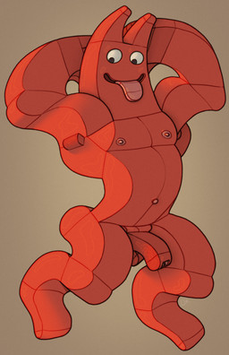 abstract_art armpit_showing brutalism cubism flexing foreskin genitals half-erect male muscular not_furry pecs penis red_body red_skin silly simple_background smile solo tongue tongue_out ravuer garten_of_banban banban_(garten_of_banban) humanoid monster absurd_res hi_res