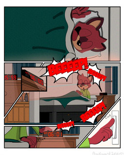 alarm_clock ambiguous_gender anthro apartment bed clock furniture morning sleeping solo waking_up awkward2eleven sega sonic_the_hedgehog_(series) the_murder_of_sonic_the_hedgehog barry_(sonic) macropod mammal marsupial quokka 4:5 comic hi_res