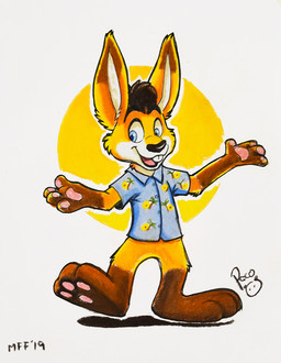 anthro blue_eyes bottomless brown_body brown_fur brown_hair cheek_tuft clothed clothing facial_tuft front_view fur glistening glistening_eyes gloves_(marking) hair leg_markings logo looking_aside male male_anthro markings open_mouth open_smile pawpads pink_pawpads pink_tongue short_hair simple_background smile socks_(marking) solo standing tongue tuft yellow_body yellow_fur young young_anthro young_male pandapaco kangaroo macropod mammal marsupial 2019 artist_logo dated full-length_portrait portrait signature traditional_media_(artwork)