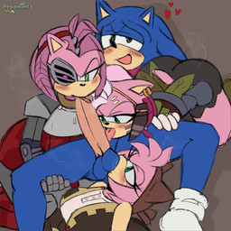 anthro ball_suck blue_body blue_fur blush blush_lines fellatio female fur genitals green_eyes group heart_symbol male male/female oral penile penis pink_body pink_fur sex simple_background spread_legs spreading sucking text pepamintop netflix sega sonic_prime sonic_the_hedgehog_(series) amy_rose black_rose_(sonic) rusty_rose sonic_the_hedgehog thorn_rose eulipotyphlan hedgehog mammal 1:1 artist_name hi_res