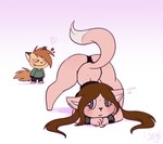 anthro ass_up big_butt black_nose blush bodily_fluids breasts brown_hair butt chibi clothing curvy_figure duo female fur hair heart_symbol jack-o'_pose leggings legwear long_hair male nude orange_body orange_fur panties piercing pink_body pink_fur pose raised_tail scared shaking smile sweat tail trembling underwear voluptuous yellow_eyes j.fbelen happy_tree_friends daniel_(j.fbelen) jfbelen canid canine canis mammal wolf digital_media_(artwork) hi_res pinup