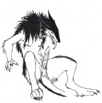 anthro anus balls erection genitals male nude penis solo tail raesheris gaeddar mammal sergal black_and_white monochrome