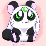 alternate_species black_body black_fur blue_line_art blush female feral fur fur_markings green_eyes hair markings pink_nose round_ears simple_background sitting smile solo tail whiskers white_body white_fur white_hair lunarpanda8686 hamtaro_(series) fan_character mika_(lunarpanda8686) cricetid hamster mammal rodent 1:1 colored_line_art digital_media_(artwork)