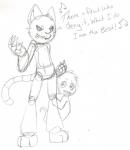 anthro duo machine male music simple_background song text white_background hallowedkitty five_nights_at_freddy's scottgames hallow animatronic felid mammal robot english_text monochrome sketch