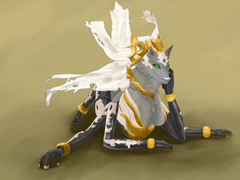 4_arms black_sclera breasts chest_tuft female green_eyes looking_at_viewer multi_arm multi_limb smile smiling_at_viewer smirk smirking_at_viewer solo tuft riolucariolu_(artist) bandai_namco code_vein successor_of_the_ribcage_(character) canid canine canis humanoid mammal wolf 2021 4:3 absurd_res digital_drawing_(artwork) digital_media_(artwork) hi_res