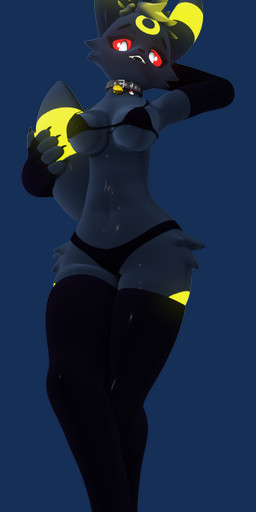 anthro anthrofied bell bell_collar bra breasts clothing collar dakimakura female panties solo underwear peppermintypony arkoren_(modeler) nintendo pokemon eeveelution generation_2_pokemon pokemon_(species) umbreon 3d_(artwork) absurd_res alpha_channel dakimakura_design digital_media_(artwork) hi_res