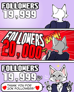 anthro clothed clothing clothing_lift dialogue eyes_closed female flashing flashing_breasts gesture hand_gesture heart_symbol shirt shirt_lift solo speech_bubble text topwear v_sign hayakain kitty_(hayakain) domestic_cat felid feline felis mammal 4:5 comic english_text hi_res milestone_celebration