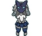 bottomwear clothing digitigrade female leggings legwear mask simple_background skirt solo foxart950 league_of_legends riot_games tencent kindred_(lol) lamb_(lol) bovid caprine mammal sheep featureless_(disambiguation)