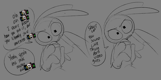 annoyed anthro aroused big_penis blush bodily_fluids caine_censorship censor_bar censored_text dialogue duo eyebrows first_person_view genitals grawlixes gynomorph gynomorph/male hand_on_penis huge_penis intersex intersex/male looking_at_viewer male penis profanity pupils raised_eyebrow speech_bubble square_pupils sweat sweatdrop text karnthud glitch_productions the_amazing_digital_circus jax_(tadc) ribbit_(tadc) amphibian frog lagomorph leporid mammal rabbit english_text