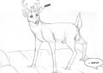 animal_genitalia antlers arania balls bed deer dialogue english_text feral fully_sheathed furniture genitals hair horn keith_(tcitw) male mammal monochrome sheath solo text the_cabin_in_the_woods_(arania)