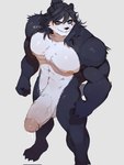 abs anthro areola balls bedroom_eyes biceps big_balls big_penis black_body black_fur black_hair blue_eyes bodily_fluids countershading feet fingers fur genital_fluids genitals grey_background hair heart_symbol huge_penis looking_at_viewer male multicolored_body multicolored_fur muscular muscular_anthro muscular_male muscular_thighs narrowed_eyes nipples nude pecs penis precum seductive simple_background smile solo standing teeth toes two_tone_body two_tone_fur vein veiny_penis white_body white_fur kato200_0 joji_(@jojipando) bear giant_panda mammal 2022 artist_name digital_media_(artwork) hi_res signature