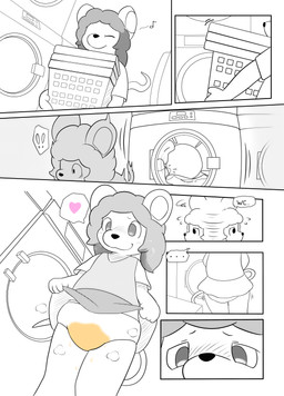 4_fingers 7_panel_comic abdl anthro appliance basket biped black_nose blush blush_lines bodily_fluids borderless_panel bottomwear butt butt_shot close-up closed_smile clothed clothing clothing_lift constricted_pupils container curly_hair detailed_background dialogue diaper diaper_fetish diaper_under_clothing diaper_under_skirt direction_lines distorted_contour distressed eighth_note ellipsis exclamation_point extreme_close-up eye_close-up eye_focus eyes_closed face_closeup face_focus fingers flying_sweatdrops frustrated fur furless_tail furrowed_eyebrows genital_fluids glistening glistening_eyes glistening_hair hair hairless_tail happy heart_symbol holding_basket holding_container holding_in_urine holding_object humanoid_hands humming incontinence knock-kneed laundromat laundry_basket laundry_machine leaking_diaper long_tail looking_around low-angle_view messy_hair miniskirt miniskirt_lift motion_lines motion_outline mouse_ears mouse_tail mouth_closed musical_note musical_symbol omorashi peeing pink_heart plastic plastic_basket pupils relieved rodent_ears rodent_tail round_ears shaking shirt shocked shoulder_length_hair skirt skirt_lift small_pupils smile solo speech_bubble speed_lines steam stippling surprised sweat sweatdrop symbol t-shirt tail thought_bubble topwear trembling unclean_diaper urine urine_drip used_diaper using_diaper v-neck v-neck_shirt washing_machine water wavy_hair wearing_diaper wet_diaper wetting wetting_diaper wide_eyed yellow_urine tawa_1908 hal_cotta mammal mouse murid murine rodent absurd_res comic digital_drawing_(artwork) digital_media_(artwork) greyscale hi_res monochrome nonbinary_(lore)