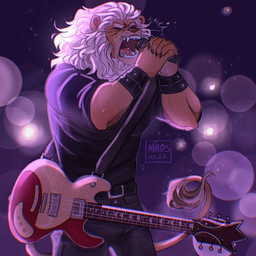 anthro belt black_clothing black_shirt black_topwear bottomwear clothed clothing electric_guitar electronics eyes_closed fingers fur guitar hair male mature_male microphone musical_instrument open_mouth pants playing_music plucked_string_instrument shirt simple_background singing solo standing string_instrument topwear white_hair madsdemon illumination_entertainment sing_(movie) clay_calloway_(sing) felid lion mammal pantherine 1:1 digital_media_(artwork)