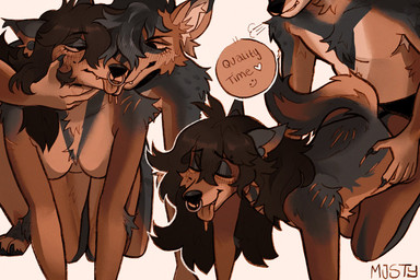 anthro breasts duo eyeshadow facial_piercing featureless_breasts female makeup male male/female nose_piercing nose_ring nude piercing ring_piercing scar simple_background text white_background mjsty canid canine mammal english_text hi_res