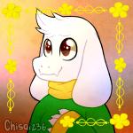 anthro brown_eyes clothing fur happy male smile solo white_body white_fur wide_eyed chisai236 undertale undertale_(series) asriel_dreemurr boss_monster_(undertale) bovid caprine goat mammal 1:1 2016 bust_portrait portrait