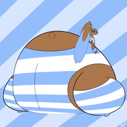 anthro big_butt black_sclera blue_background blue_clothing blue_crop_top blue_ears blue_eyebrows blue_eyes blue_eyeshadow blue_footwear blue_inner_ear blue_legwear blue_lips blue_nose blue_panties blue_shirt blue_socks blue_thigh_highs blue_thigh_socks blue_topwear blue_underwear bottomwear brown_body brown_ears brown_tail butt clothing crop_top eyebrows eyelashes eyeshadow femboy footwear huge_butt huge_thighs hyper hyper_butt hyper_pear hyper_thighs legwear lips looking_at_viewer looking_back looking_back_at_viewer makeup male monobutt panties pattern_bottomwear pattern_clothing pattern_crop_top pattern_legwear pattern_panties pattern_socks pattern_thigh_highs pattern_thigh_socks pattern_topwear pattern_underwear rear_view scut_tail shirt short_tail simple_background smile smiling_at_viewer socks solo tail thick_lips thick_thighs thigh_highs thigh_socks topwear underwear white_clothing white_crop_top white_footwear white_legwear white_panties white_socks white_thigh_highs white_thigh_socks white_topwear white_underwear bray64 nintendo pokemon ethan_(reathe) generation_4_pokemon lagomorph leporid lopunny mammal pokemon_(species) rabbit 1:1 2026 absurd_res colored digital_media_(artwork) flat_colors hi_res signature