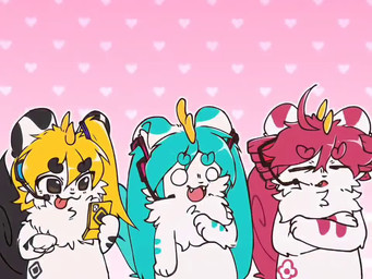 ambiguous_gender anthro black_body black_eyes black_fur cheek_tuft chest_tuft cosplay crossover_cosplay electronics eyes_closed facial_tuft fangs fur fur_markings group happy headphones horn inner_ear_fluff markings multicolored_body multicolored_fur music music_video parody paws phone red_body red_fur round_ears simple_background smile song teeth tongue tongue_out tuft two_tone_body two_tone_fur white_body white_fur keiiikoooo sound_warning fabulous_beasts fenz_(studio) lamazep_(producer) mythology triple_baka utau vocaloid yamaha_corporation akita_neru bixie_(fabulous_beasts) hatsune_miku kasane_teto qishiqi_(fabulous_beasts) tianlu_(fabulous_beasts) mythological_creature pixiu 2d_animation 4:3 animated colored crossover japanese_audio short_playtime sound video