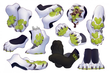 ambiguous_gender anthro barefoot between_feet black_body black_fur claws clothing duo extreme_size_difference feet feet_everywhere foot_fetish foot_focus foot_shot footsie footwear fur green_pawpads hindpaw male male/ambiguous micro micro_on_foot only_feet pawpads paws paws_in_socks simple_background size_difference socks solo_focus toe_claws white_background white_body white_fur akysha hyena mammal hi_res
