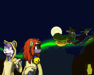 animal_costume anthro bell bell_collar blue_eyes broom broom_riding cleaning_tool clothed clothed_anthro clothed_female clothed_male clothing collar costume female flying full_moon fur glowing glowing_eyes green_eyes group hat headgear headwear holding_object holidays looking_at_another looking_back looking_back_at_another looking_down male moon multicolored_body multicolored_fur night open_mouth outside two_tone_body two_tone_fur whiskers witch_costume wizard_hat yellow_eyes rick_griffin halloween housepets! grape_jelly_(housepets!) maxwell_(housepets!) peanut_butter_(housepets!) tarot_(housepets!) canid canine canis domestic_cat domestic_dog felid feline felis mammal 5:4 digital_media_(artwork)