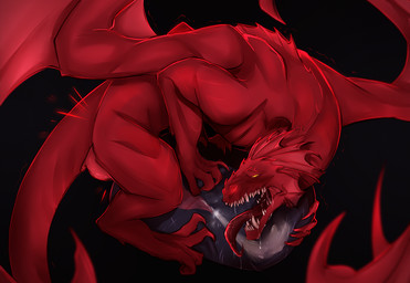 black_background bodily_fluids breeding_mount claws cum cum_in_object ejaculation erection fangs feral finger_claws frill_(anatomy) genital_fluids genitals male male_feral masturbation object_penetration penile penile_masturbation penis quadruped red_body red_scales scales sharp_teeth simple_background solo tail tapering_penis teeth toe_claws tongue tongue_out popiel mythology dragon mythological_creature mythological_scalie scalie