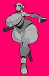 big_breasts blush blush_stickers breasts dot_eyes female huge_breasts machine pose red_background simple_background solo steel thick_thighs wide_eyed wide_hips eldiipiid humanoid robot robot_humanoid hi_res pinup