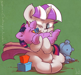 animal_plushie bear_plushie block blowing blowing_on_stomach blowing_raspberries blue_eyes bodily_fluids daww duo female feral food fruit fur hair multicolored_hair object_in_mouth pacifier pacifier_in_mouth plant plushie purple_body purple_fur purple_hair raspberry raspberry_kiss saliva simple_background sitting size_difference tail teddy_bear toy toy_block two_tone_hair young young_female young_feral zerbert atryl friendship_is_magic hasbro my_little_pony twilight_sparkle_(mlp) twilight_velvet_(mlp) equid equine horse inanimate_object mammal pony 2013 digital_media_(artwork)