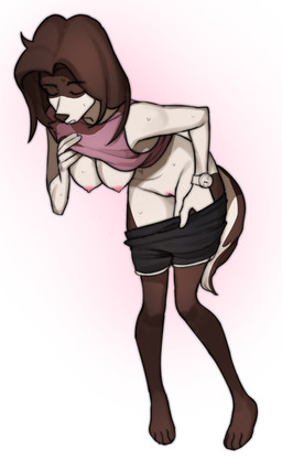 4_toes anthro barefoot bodily_fluids breasts clock eyes_closed feet female genitals hanging_breasts paws plantigrade solo sweat toes vulva watch pita_potato sophia_(thespotty133) bird_dog canid canine canis domestic_dog english_springer_spaniel hunting_dog mammal spaniel hi_res
