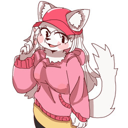 5_fingers anthro baseball_cap blush breasts clothed clothed_anthro clothed_female clothing eye_through_hair eyebrow_through_hair eyebrows eyelashes female female_anthro fingers fur furgonomic_hat furgonomic_headwear furgonomics hair hat headgear headwear hoodie inner_ear_fluff long_hair looking_at_viewer medium_breasts neck_tuft open_mouth open_smile pink_clothing pink_hoodie pink_topwear simple_background smile solo standing tail topwear translucent translucent_hair tuft white_background white_body white_fur white_hair tofffffu canid canine fox mammal 1:1 2021 aliasing digital_media_(artwork) half-length_portrait portrait