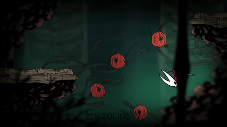 ambiguous_gender bell bench black_eyes bleak_ambiance bodily_fluids breaking cave cloak clothed clothing death detailed_background duo eyes_closed falling gameplay_mechanics headgear headwear holding_object jumping light light_beam looking_at_another lying moss mouthless on_front pebble plant red_cloak red_clothing scratches sewing_needle shrub simple_eyes singing sitting solo_focus spoiler_alert standing sunbeam sunlight tears text thorns trap_(contrivance) weapon enzolinow hollow_knight:_silksong hollow_knight_(franchise) team_cherry hornet_(hollow_knight) sherma_(hollow_knight:_silksong) arthropod 16:9 2025 2d_animation animated artist_name digital_media_(artwork) frame_by_frame hi_res long_playtime sound widescreen