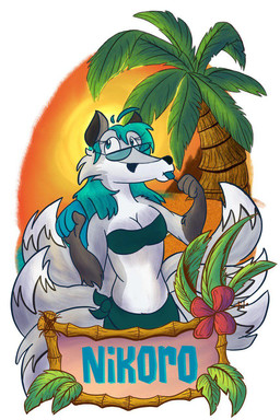anthro bandeau beach breasts clothing female food palm_tree plant popsicle sand sea-monster-cupcakes seaside solo sun topwear tree aleu_moonshadow canid canine fox mammal hi_res
