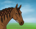 accessory ambiguous_gender blue_eyes brown_body brown_hair brown_mane eyelashes feral hair hair_accessory hairband looking_at_viewer mane simple_background solo askera_(artist) dolero equid equine horse mammal 2021 5:4 digital_media_(artwork)