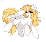 blonde_hair cutie_mark feathered_wings feathers female feral fur hair horn inner_ear_fluff solo tail tuft white_body white_fur wings yellow_eyes yellow_tail butterbit hasbro my_little_pony mythology fan_character star_nai equid equine mammal mythological_creature mythological_equine winged_unicorn