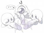 balls big_penis erection genitals group humanoid_genitalia humanoid_penis male not_furry penis vein veiny_penis sakana8888888 kirby_(series) nintendo kirby waddle_doo waddling_head monochrome unavailable_at_source