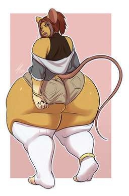 anklet anthro big_butt bottomwear bracelet butt clothing femboy huge_butt jewelry legwear looking_back male mature_male shorts solo thigh_highs toeless_legwear toeless_stockings lavenderpandy eren_(dj50) mammal mouse murid murine rodent 2025 full-length_portrait hi_res portrait