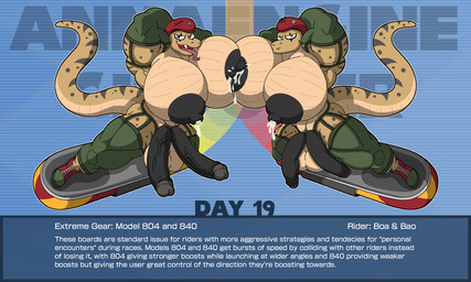2_penises abs anthro areola balls beret biceps big_areola big_balls big_breasts big_muscles big_nipples big_penis big_tail black_nipples black_penis blue_background bodily_fluids boots breast_squish breasts breasts_frottage clothing duo erection extreme_gear fangs flaccid footwear foreskin forked_tongue frottage genitals gynomorph gynomorph/gynomorph hands_behind_head hat headgear headwear hoverboard hovercraft huge_breasts humanoid_genitalia humanoid_penis intersex intersex/intersex lactating legwear looking_at_viewer markings mostly_nude multi_genitalia multi_penis multicolored_body multicolored_scales multicolored_tail muscular muscular_anthro muscular_gynomorph muscular_intersex navel nipples nude open_mouth penile penis penises_touching pose raised_arms scale_markings scales sex shoes simple_background smile spots spotted_body spotted_markings spotted_tail squish straps striped_body striped_markings striped_tail stripes tail tail_markings tan_balls tan_body tan_scales tan_tail teeth text thigh_highs tongue tongue_out two_tone_body unimpressed vehicle vein veiny_penis annaengine inktober reptile scalie snake 2025 5:3 digital_drawing_(artwork) digital_media_(artwork) english_text hi_res busty_boy_(lore) male_(lore) sibling_(lore) twins_(lore)