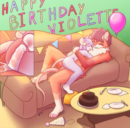 accessory affectionate age_difference anthro anthro_on_anthro anthro_penetrated anthro_penetrating anthro_penetrating_anthro balloon birthday birthday_cake birthday_sex blue_eyes bodily_fluids brown_eyes bunting_(banner) cake cervical_penetration chest_tuft clothing cowgirl_position cum cum_drip cum_in_uterus cum_in_vagina cum_inside dessert dripping drooling duo ejaculation entwined_tails erection eyes_closed female female_anthro female_penetrated food from_front_position genital_fluids genitals glans hair hair_accessory hand_on_butt hands_on_back hat headgear headwear hug humanoid_genitalia humanoid_penis inflatable internal internal_vaginal larger_anthro larger_male leaning_on_another looking_pleasured love male male/female male_anthro male_penetrating male_penetrating_female neck_tuft nude nude_anthro nude_female nude_male on_bottom on_top one_eye_closed orgasm orgasm_face party_hat penetration penile penile_penetration penis penis_in_vagina pink_body purple_body purple_hair round_ears saliva sex shaking size_difference smaller_anthro smaller_female smaller_penetrated smile tail tail_coil trembling tuft uterus vaginal vaginal_penetration x-ray_view young young_female young_penetrated anonymous_artist devlin_leroux violette_starling american_opossum mammal marsupial mouse murid murine rodent virginia_opossum hi_res