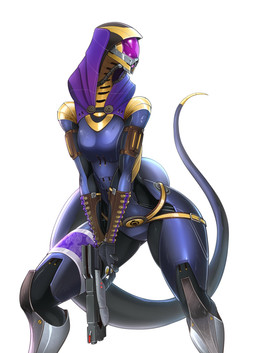 alternate_species anthro armor bodysuit breasts clothed clothing female fully_clothed furgonomics furrification glistening gun hood long_neck long_tail mask non-mammal_breasts ranged_weapon skinsuit solo spacesuit tail thick_thighs tight_clothing weapon spacemaxmarine bioware electronic_arts mass_effect tali'zorah reptile scalie snake 2025 hi_res