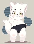 anthro blush camel_toe clothed clothing female flat_chested gesture hand_gesture nipples panties solo topless underwear v_sign young young_anthro young_female anonymous_artist gingitsune haru_(gingitsune) canid canine fox mammal absurd_res hi_res