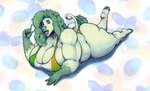 anthro big_breasts big_butt breasts butt female huge_butt irish_flag lips lying muscular muscular_female on_front overweight overweight_female solo thick_bottom_lip awful_lad minty_(awful_lad) bovid bovine cattle mammal hi_res