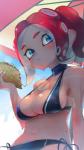 big_breasts bikini blue_eyes blush breasts cleavage clothed clothing female food glistening glistening_body glistening_clothing glistening_hair hair pseudo_hair solo suction_cup swimwear tentacle_hair tentacles two-piece_swimsuit hizake nintendo splatoon agent_8_(splatoon) animal_humanoid cephalopod cephalopod_humanoid humanoid marine marine_humanoid mollusk mollusk_humanoid octarian octoling alternate_version_at_source hi_res