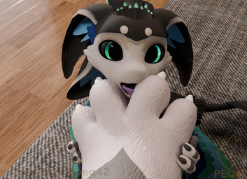 anthro duo feet foot_fetish foot_focus foot_lick licking looking_at_viewer male male/male paws size_difference submissive submissive_male tongue peq42 peq_(peq42) avali mayu_(azuki) 3d_(artwork) digital_media_(artwork)