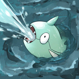 ambiguous_feral ambiguous_gender black_eyes fangs feral fin grey_fin open_mouth partially_submerged pectoral_fin red_tongue sea solo tail tail_fin teal_body teal_scales teeth tongue water wet spicyichizo nintendo pokemon aquatic fish generation_2_pokemon pokemon_(species) remoraid 1:1 2025 absurd_res hi_res shaded
