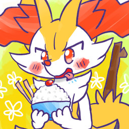 ambiguous_anthro ambiguous_gender anthro biped blush blush_stickers bodily_fluids bowl chopsticks container food front_view holding_bowl holding_container holding_object no_pupils object_in_tail open_mouth open_smile plum_(fruit) rice saliva simple_background smile snout solo stick stick_in_tail tail tongue tongue_out annyui0611 nintendo pokemon braixen canid generation_6_pokemon mammal pokemon_(species) 1:1 2024 bust_portrait digital_drawing_(artwork) digital_media_(artwork) hi_res japanese_description portrait translated_description