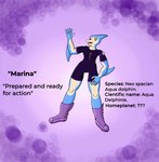 anthro boots breasts clothed clothing female footwear gesture multicolored_body open_mouth purple_eyes shoes simple_background small_breasts solo text two_tone_body waving waving_at_viewer elmeganoob ben_10 cartoon_network chaquetrix yu-gi-oh! yu-gi-oh!_gx marina_(elmeganoob) neo-spacian_aqua_dolphin cetacean dolphin duel_monster mammal marine toothed_whale english_text model_sheet